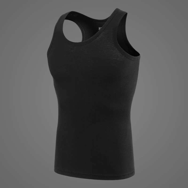 Men's Narrow Shoulder Pure Cotton Vest All Season Youth Solid Color T-Shirt Sports Sweat Absorption Comfortable Home