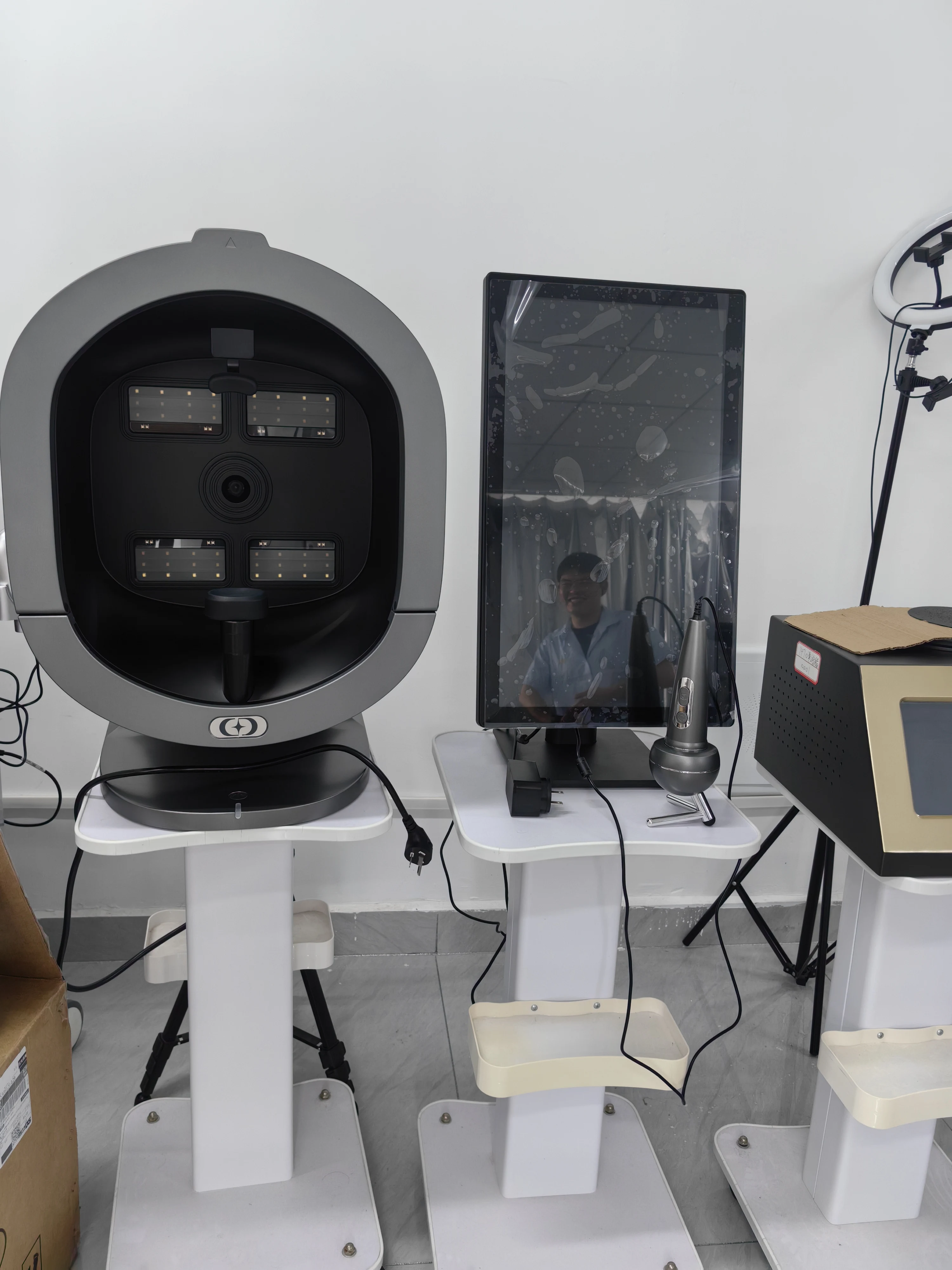 21.5 Polegada scanner de análise de pele facial ai máquina analisadora de pele 3d máquina analisadora de pele facial analisador de couro cabeludo multi-idioma