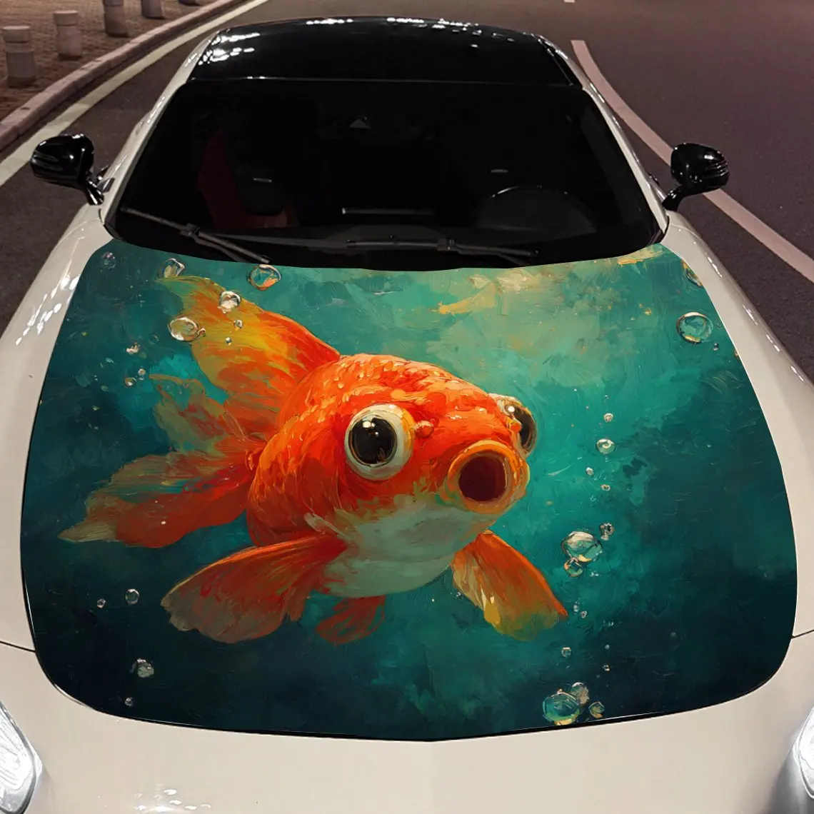 

Car Decals Adorable Goldfish Car Hood Sticker, Waterproof Self - Adhesive Vinyl Graphics Decals, Decorative Protective & Scratch