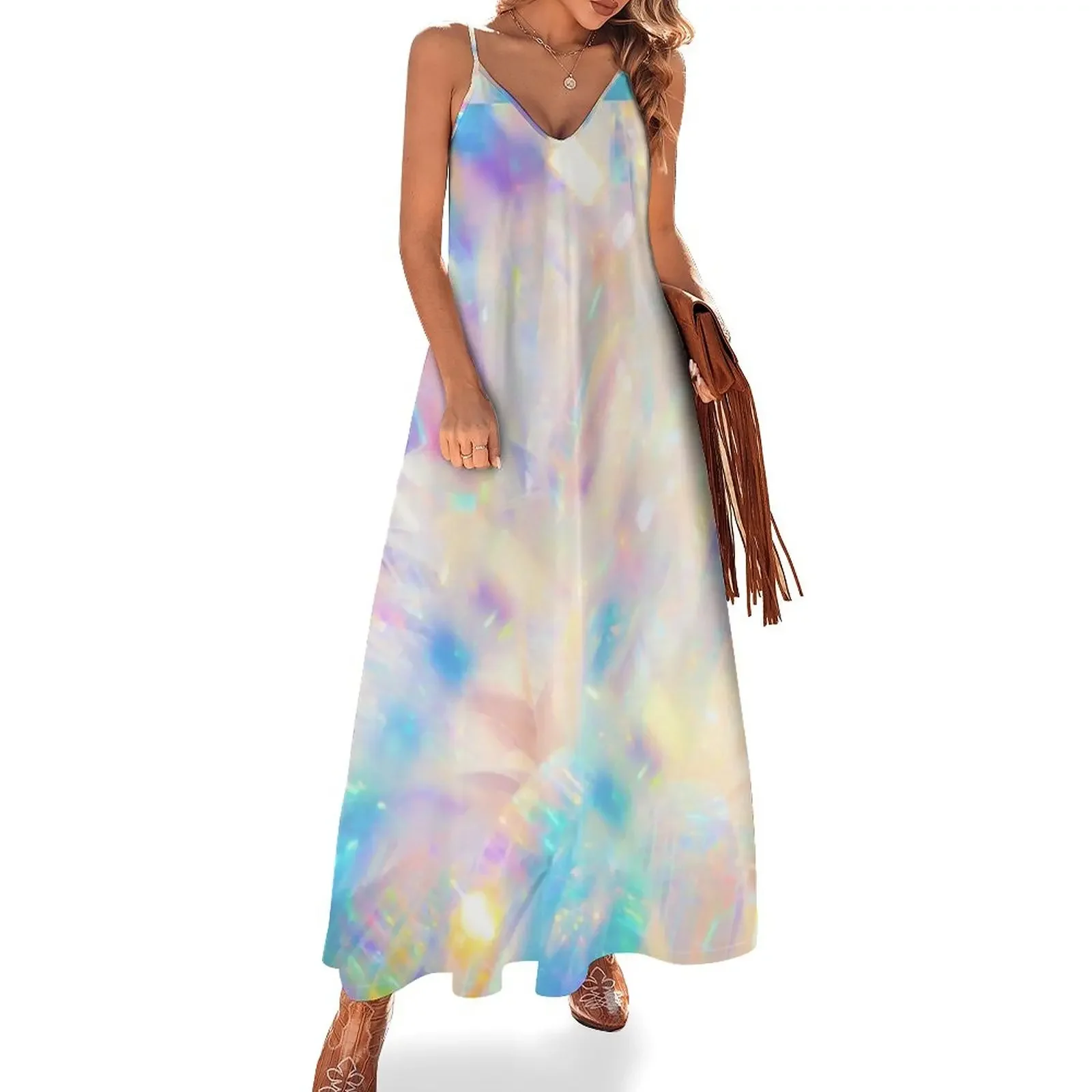 

Holographic pattern Sleeveless Dress ceremony dresses Summer skirt Dress