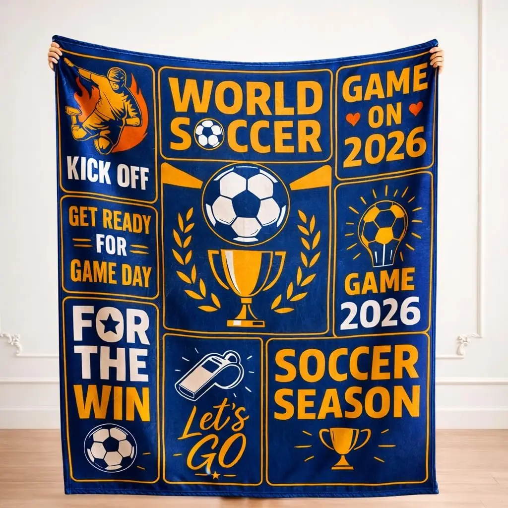 

World 2026 Throw Soccer Season Game Day Blanket, Soft Flannel Football Fan Blanket Couch Bed, Decor Gift For Men Women Kids