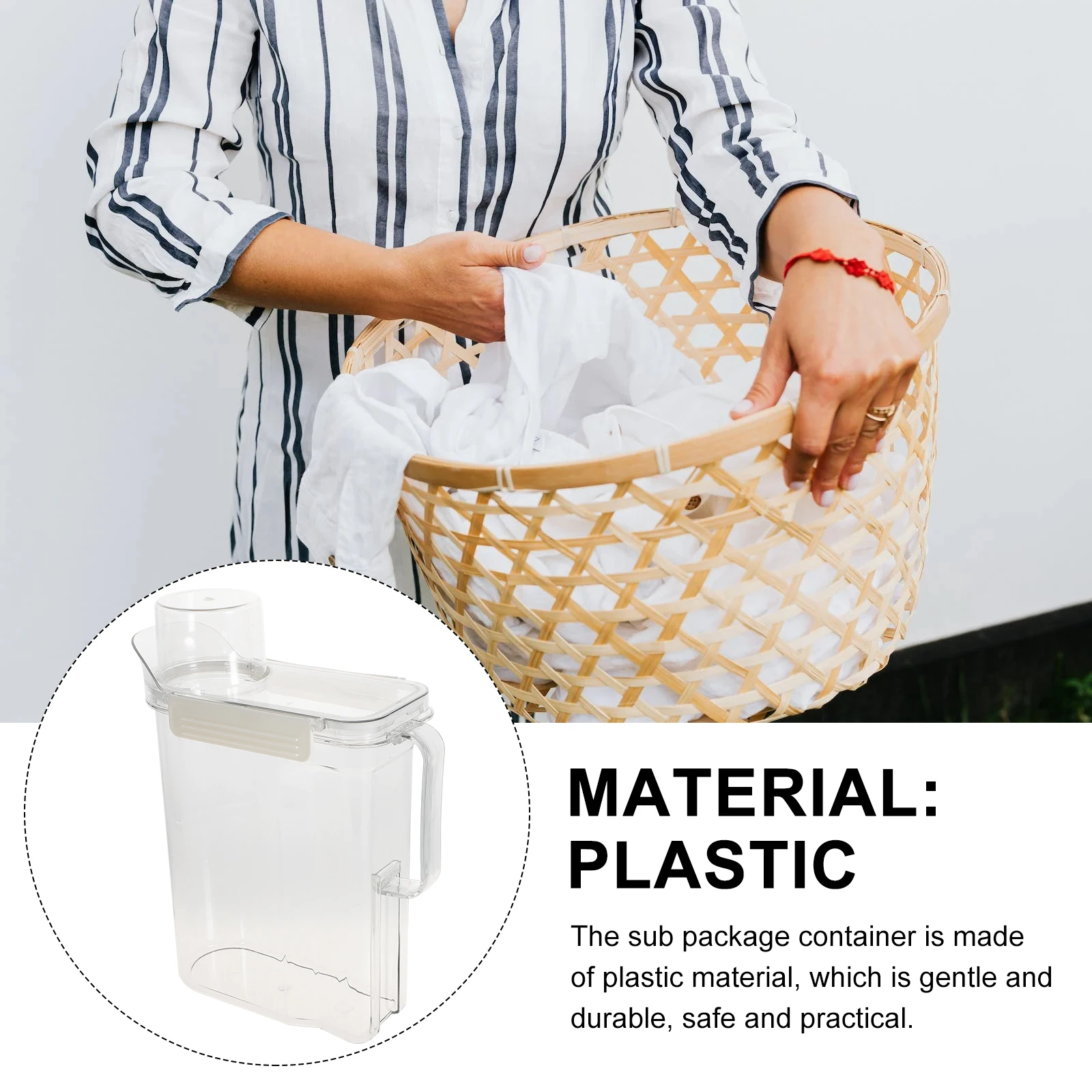 

Laundry Detergent Storage Box Plastic Bucket ganizer Refillable Holder Powder Container Sub Buckets Transparent Lotion Storage