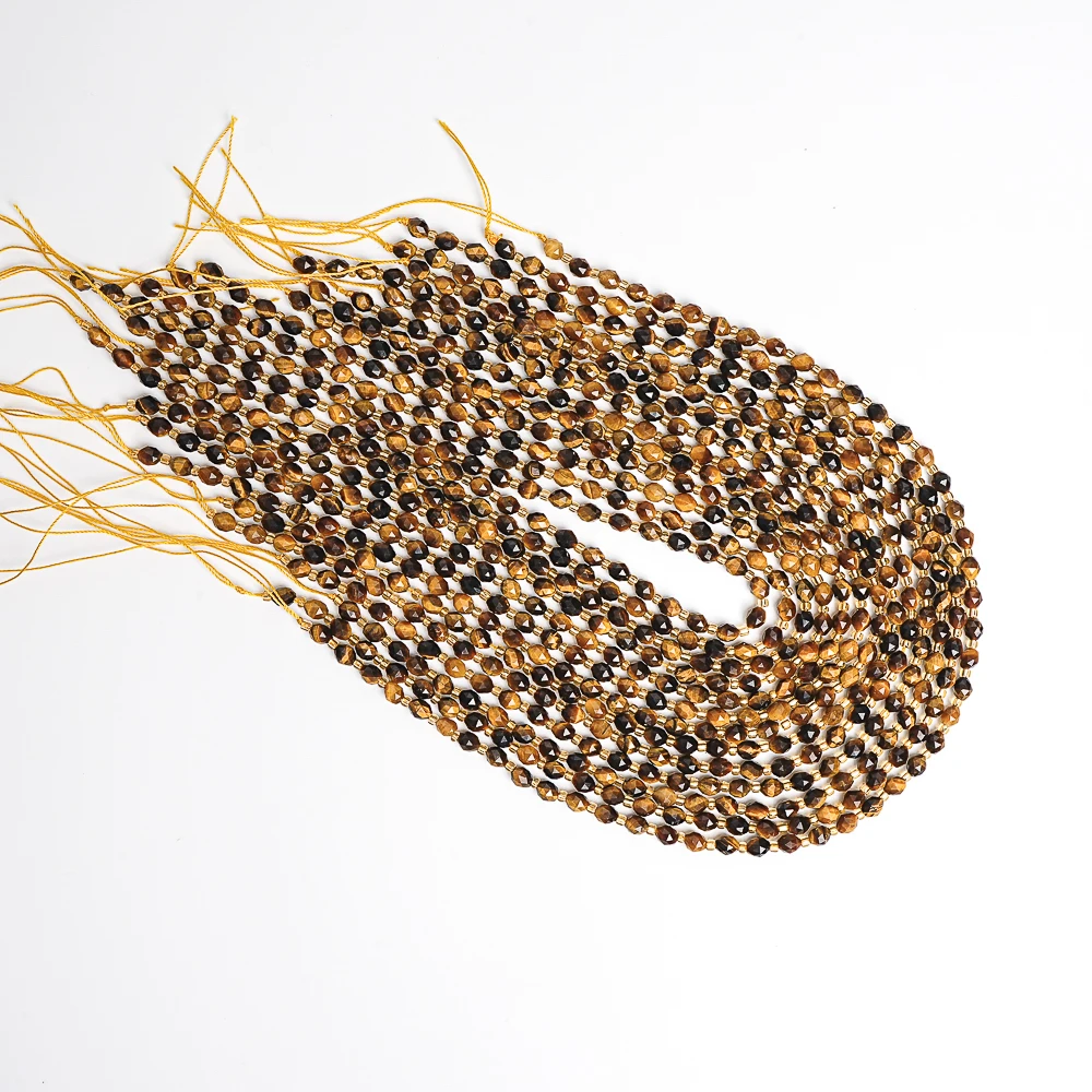 Natural Stone Tiger Eye Beads Grade AA Yellow Loose Spacer Gem Triangle Cut For Jewelry Making Diy Bracelet Accessories Strand