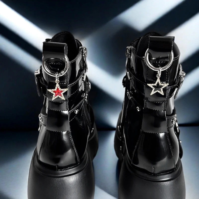 1Pc Fashion Rhinestone Pentagram Pendant Boots Stars Shoes Buckles Decoration Metal Snap Hook Shoes Accessories