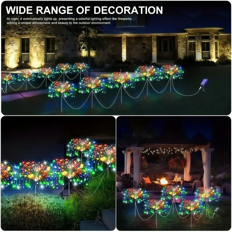 6/5/4Pack Solar Firework Lights LED Garden Lights Featuring 8 Lighting Modes Ideal for Gardens Courtyards Patios Pathways
