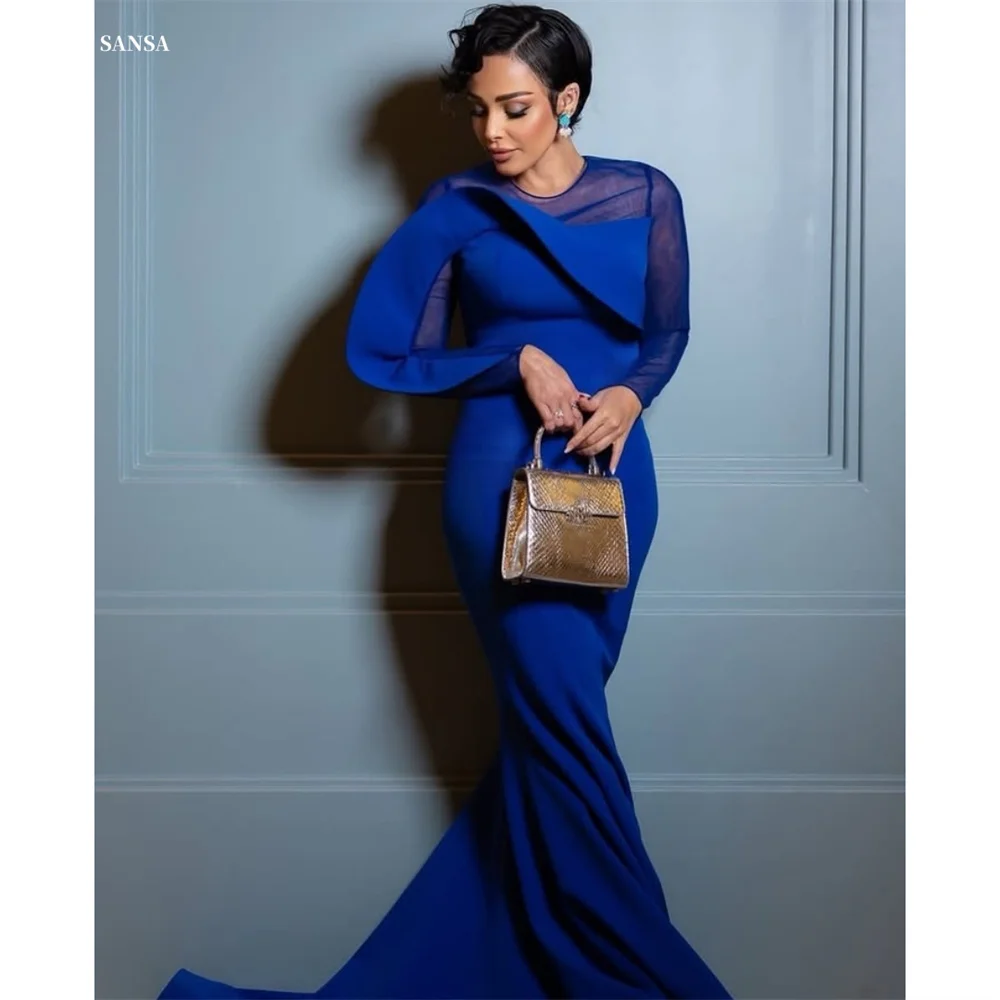 

Sansa customized O-neck Mermaid Court Train Prom Dresses Zip Lone Sleeve Sexy فساتين سهرات Simple Satin vestidos de festa 2025