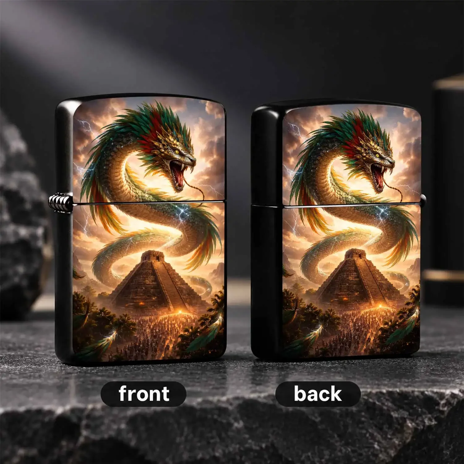 Quetzalcoatl Myth Themed Portable Lighter, Aztec Mayan Pyramid Fantasy Totem Creative Decor, Suitable For Outdoor Daily Various Scenarios, Ideal Gift Unique High Aesthetic Practical Accessory Interesting And Humorous Lighters