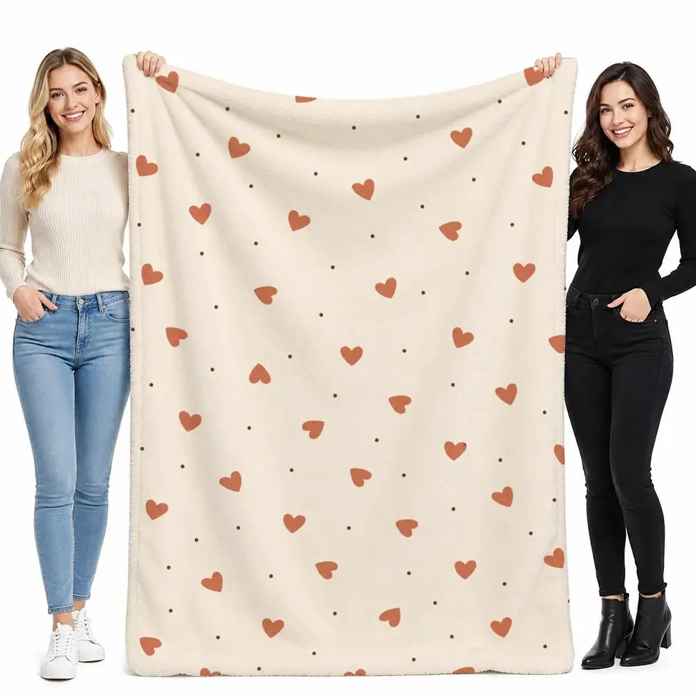 Retro Heart Gift for Couples Throw Soft Cozy Flannel Blanket for Couch Sofa Bed, Mid-Century Modern Art Lover Gift