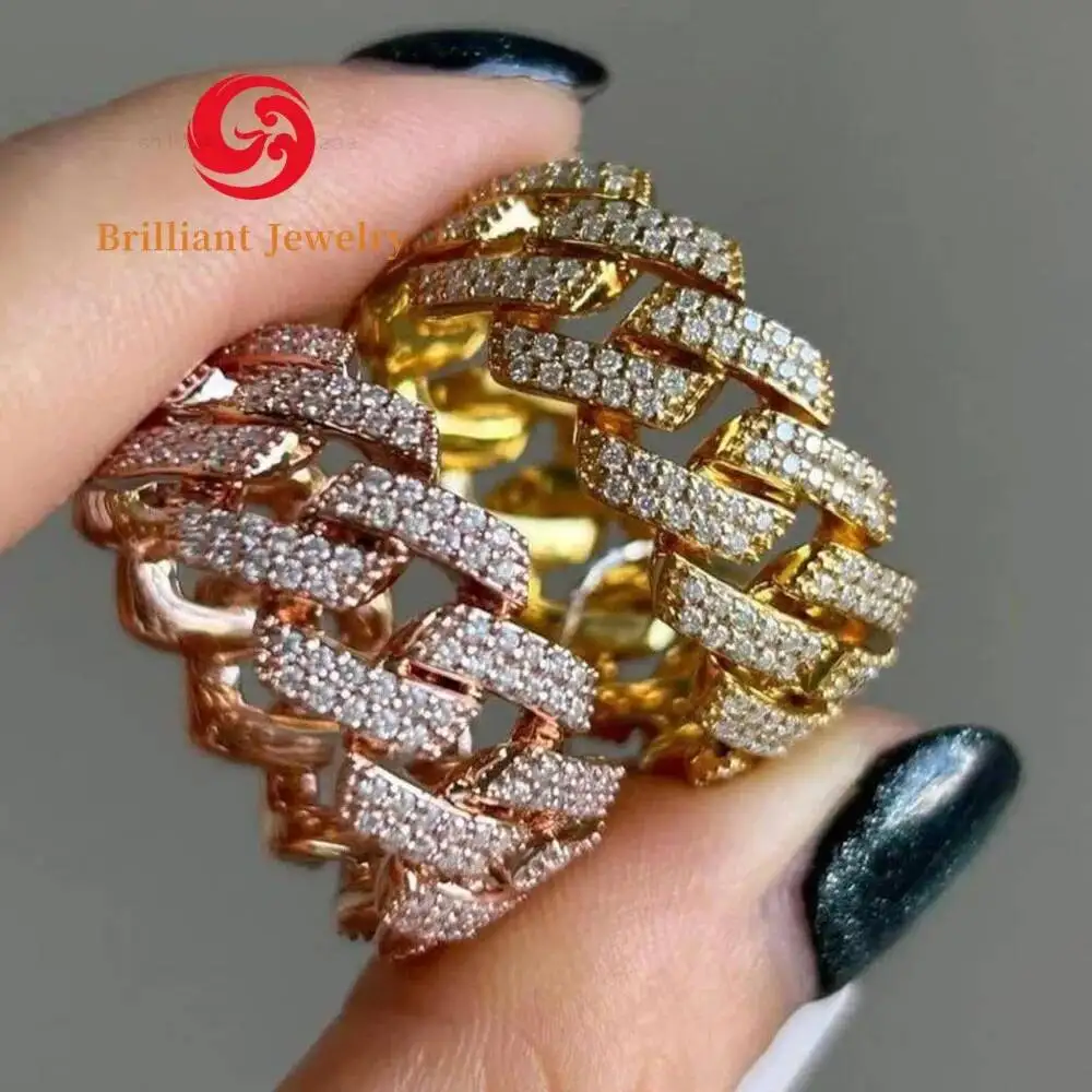 Best Selling Men's 7mm Moissanite Diamond Ring Ready to Ship Iced Out Cuban Style 925 Silver-Top Pick for Style and Comfort