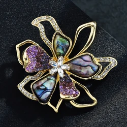 Natural Shell Flower Women Brooch Pins Jewelry Accessory For Suit