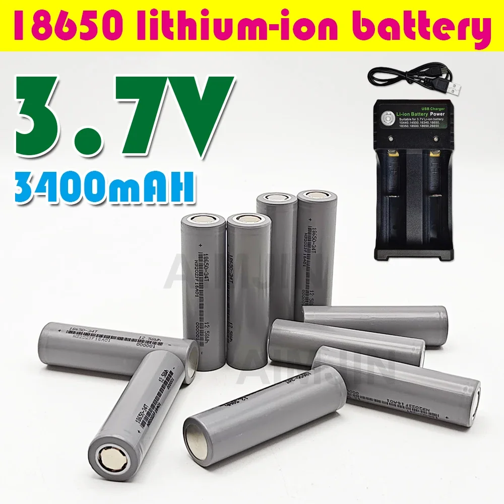 

18650 Battery Rechargeable 3.7V Battery 3400mAH with Charger Capacity Rechargeable Li-IonBattery for Remotecontrolcomputer Shave