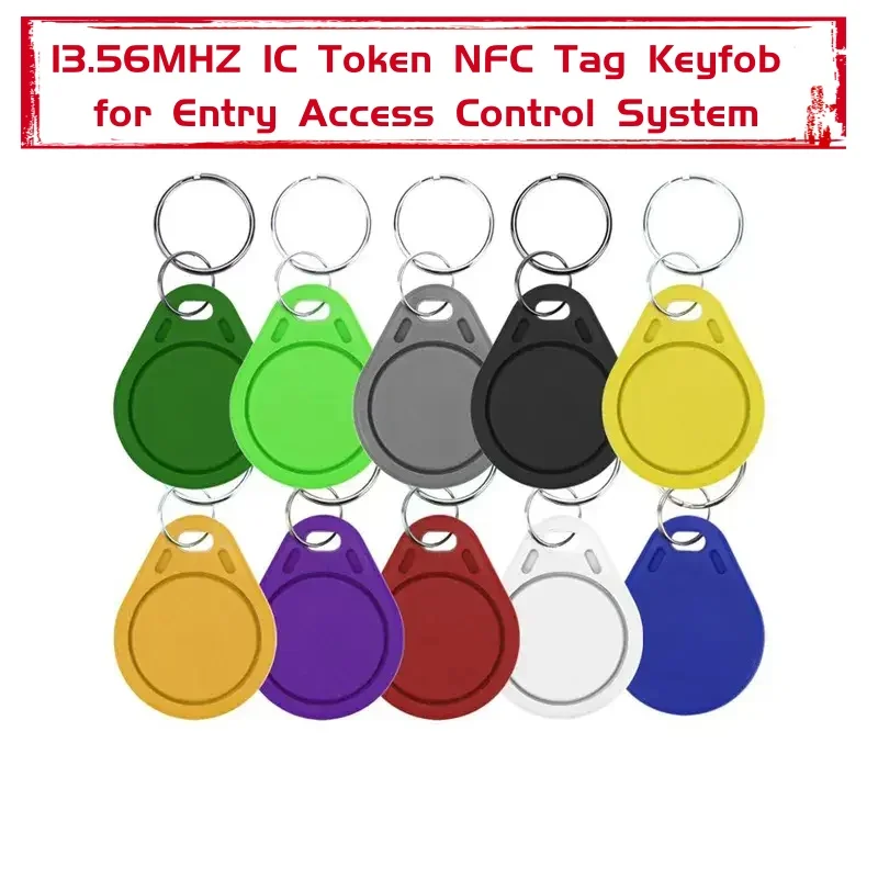 

10P Keychain RFID Keyfob IC Card - 13.56MHz Waterproof Rewritable Writable Smart Keyfobs Key Tags Access Control Chip M1 S50 1K