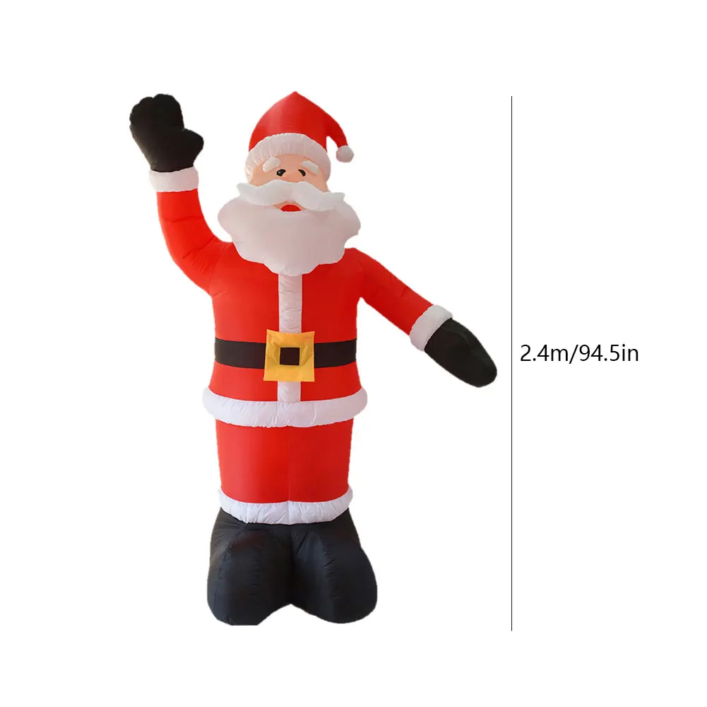 Inflatable Illuminated Santa Claus Ornament 2.4M Cartoon Giant Santa Claus with LED Light for Xmas Garden Party Decor SantaClaus