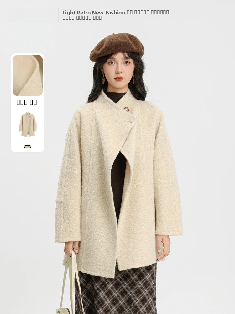 

Двустороннее шерстяное пальто Memory's Start, новинка зимы 202, утягивающая универсальная верхняя одежда средней длины JYDQD, простая одежда для поездок на работу