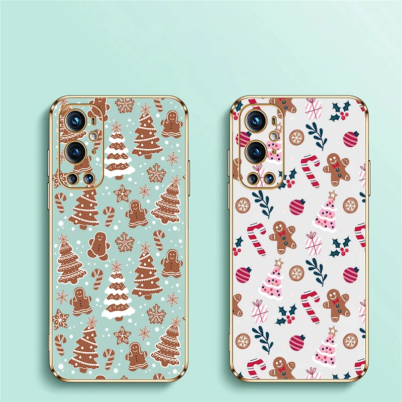 Custodia per telefono placcatura moda per Oneplus Nord 3 CE 2 Lite N20 5G 9 8T Protezione dell'obiettivo della fotocamera Copertura antiurto per albero di Natale