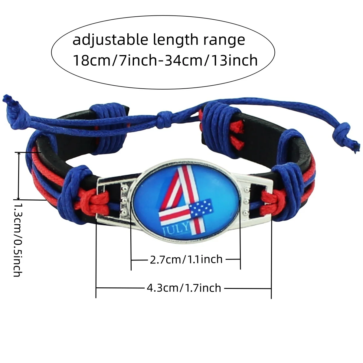 North American Tourism Commemorative American Mexican Flag Wax Rope Genuine Leather Weaving Bracelet view 2