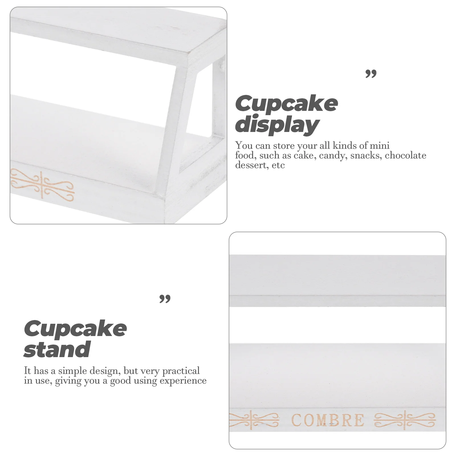 

Wooden Display Stand Dessert Cupcake Stands for Table Tea Party Double Tier Holder Paper