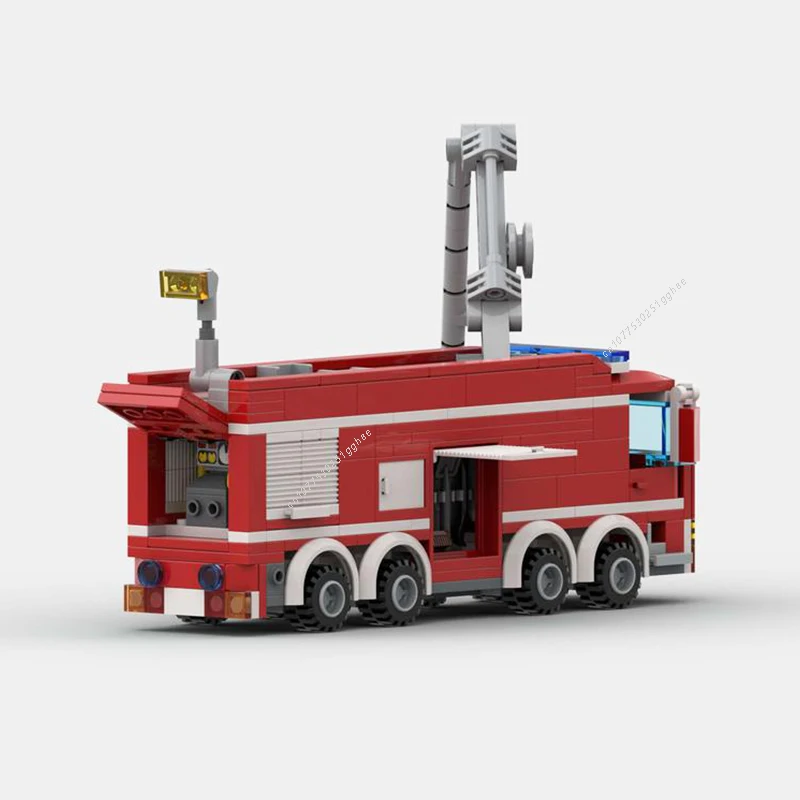 MOC Building Blocks City Large Fire Truck with HRET Model Bricks Sets Assemble Display Children's Toys Gifts