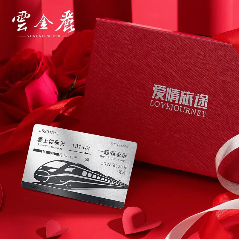 

Yunjinli Birthday Gift for Girlfriend Pure Silver 999 Dok Rak Rim Tang Ticket Creative Decoration Wedding Anniversary Commemorat