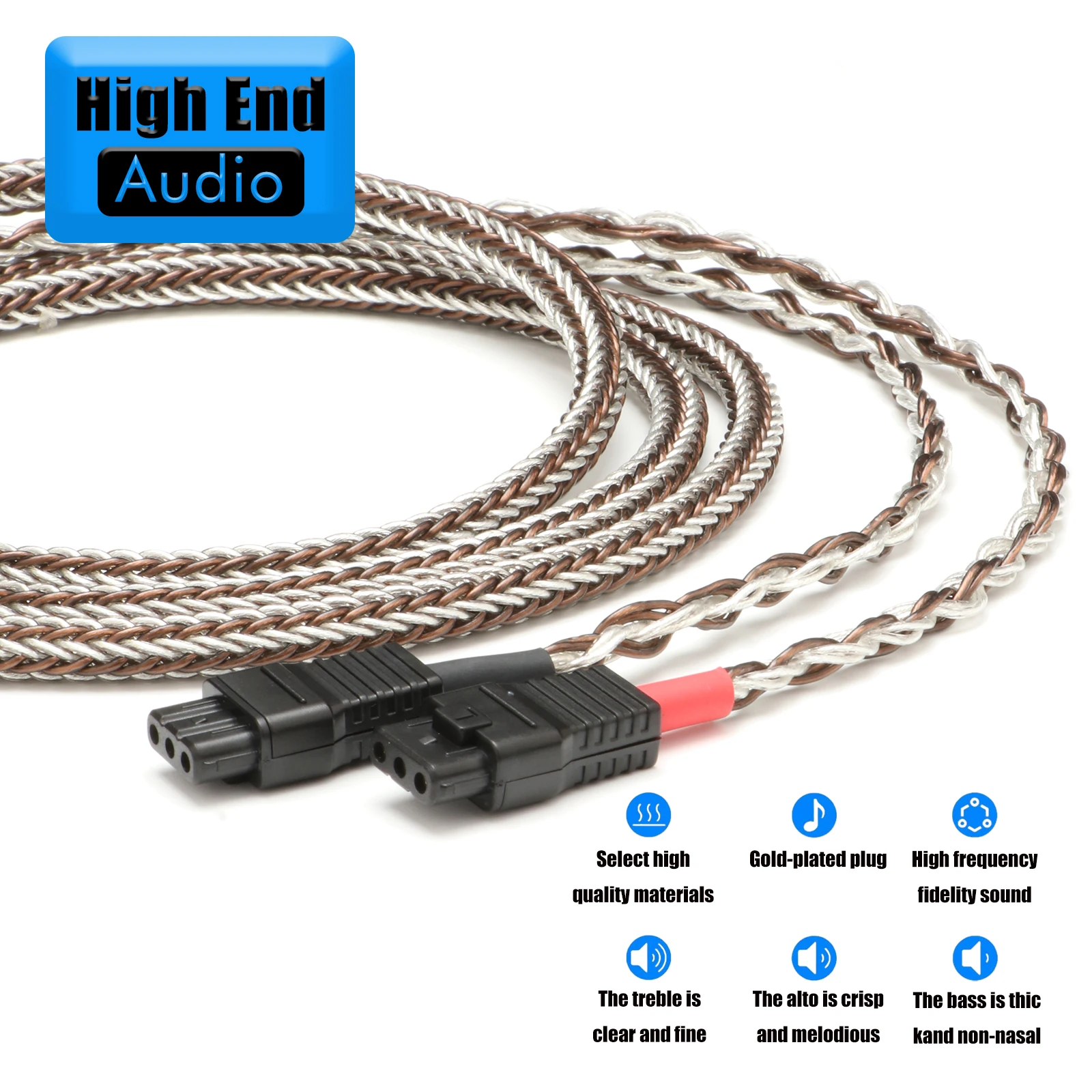 Preffair 6N OCC 16core Headphone Upgrade Cable 5pin to dual 3pin Female for 5PIN Earphone Pins For SR-003MK2 SR-X1 SRM-270S