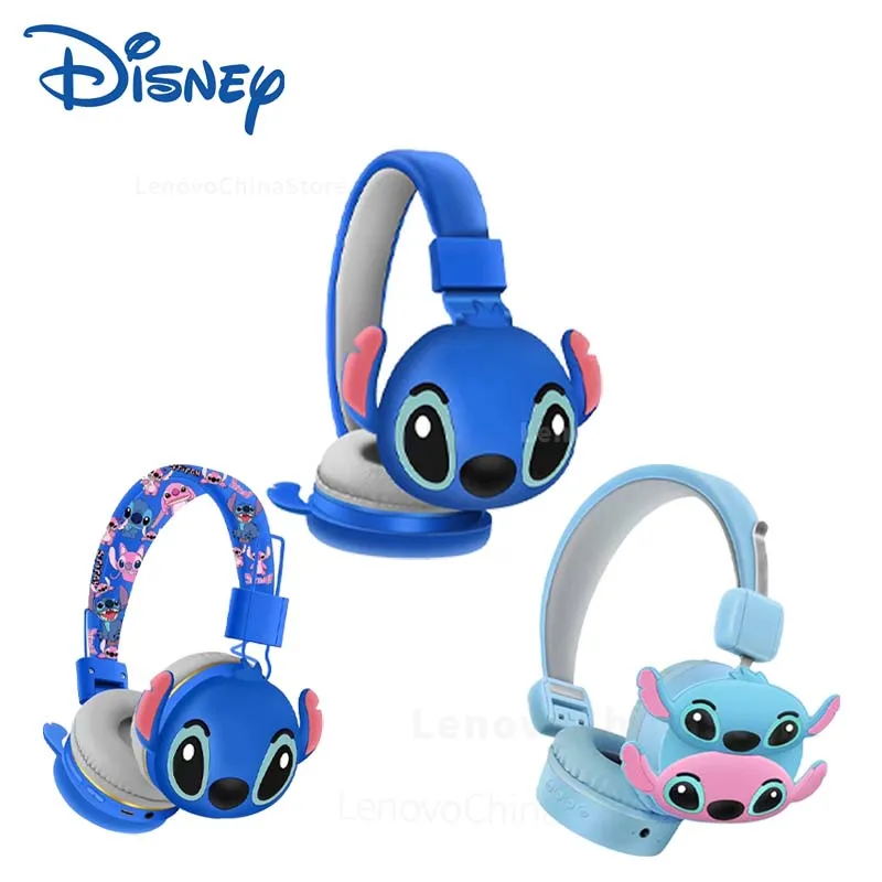 Stitch Headphones Disney Foldable Kids Headsets Wireless Earphones Bluetooth HIFI Stereo Sound with Mic Anime Cartoon Kids Gifts