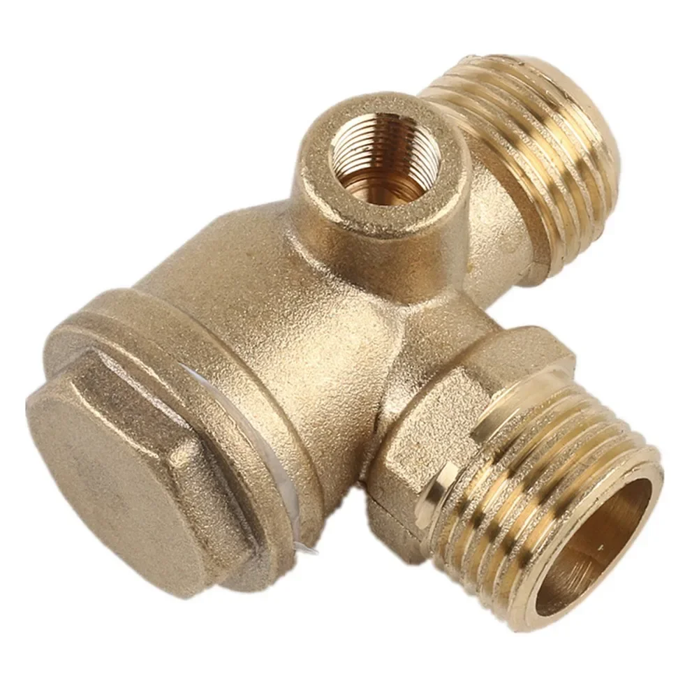 

1pc Air Compressor Check Valve Repartment Air Compressor 3-Port Brass Male Threaded Check Valve Connector Tool 20*20*10mm