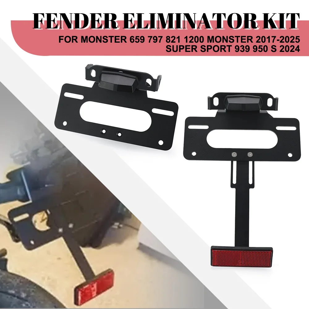 

License Plate Holder For DUCATI Monster 659 797 821 1200 Monster 2017-2025 Super Sport 939 950 S 2024 Fender Eliminator With LED