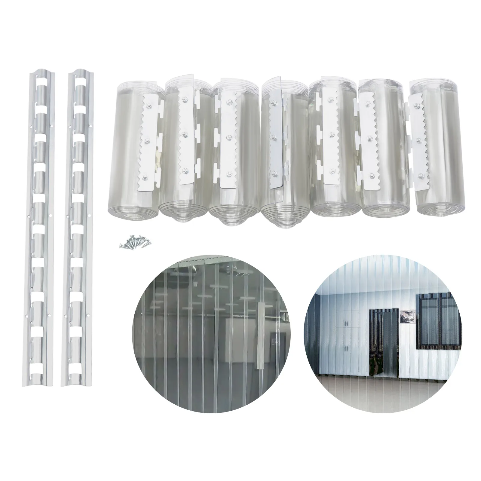 7 قطعة بولي كلوريد الفينيل قطاع الستائر 200x105 سنتيمتر شفافة لينة شرائط الباب شاشة 2 مللي متر سميكة يندبروف مقاوم للماء الاستاتيكيه طقم ستائر الباب