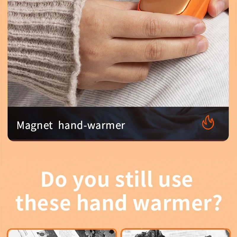Magnetic Hand Warmer Rechargeable - 4 Colors (Orange/Pink/White/Black) Fast Heating 2-in-1 Pocket Heater for Winter Outdoor