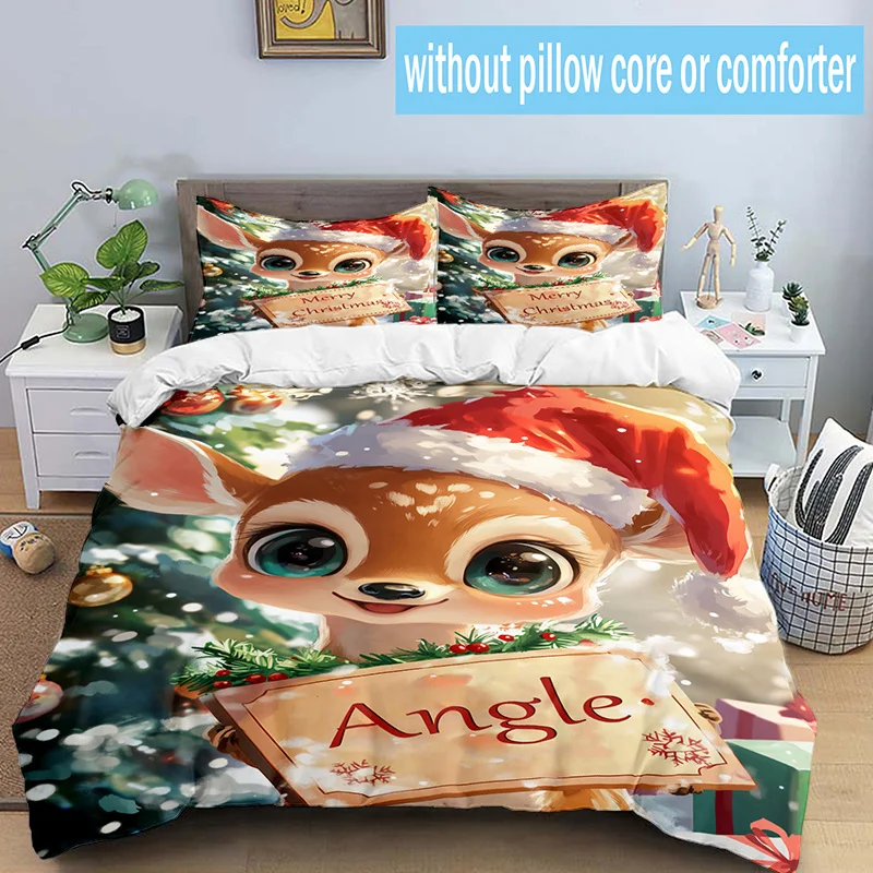 Customized Name Deer Bedding Set 3D Print Polyester Duvet Cover Single Twin Queen King Size for Home Decoration Birthday Gift