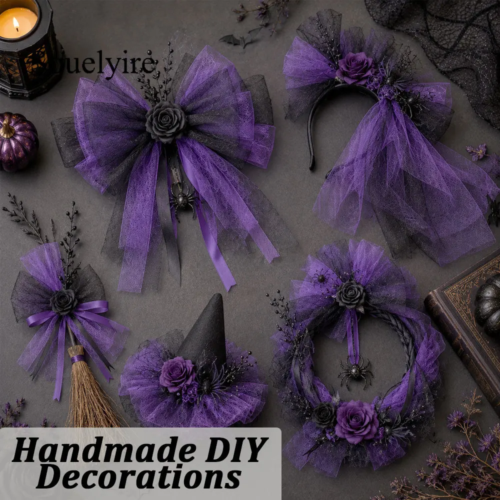 Schwarz/Lila Transparenter Tüll auf Rolle, für dunkle Halloween-Partys, Hochzeitsbankette, Geburtstage, Bogen-Blumenstuhl-Deko zum Selbermachen – Detail 6