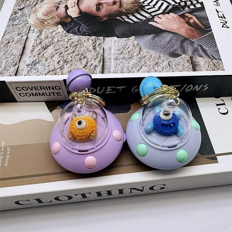 1Pcs Creative Monster Space Glow Projection Light Ambient Light Keychain Cute Funny Cartoon Keychain Backpack Decoration Gift