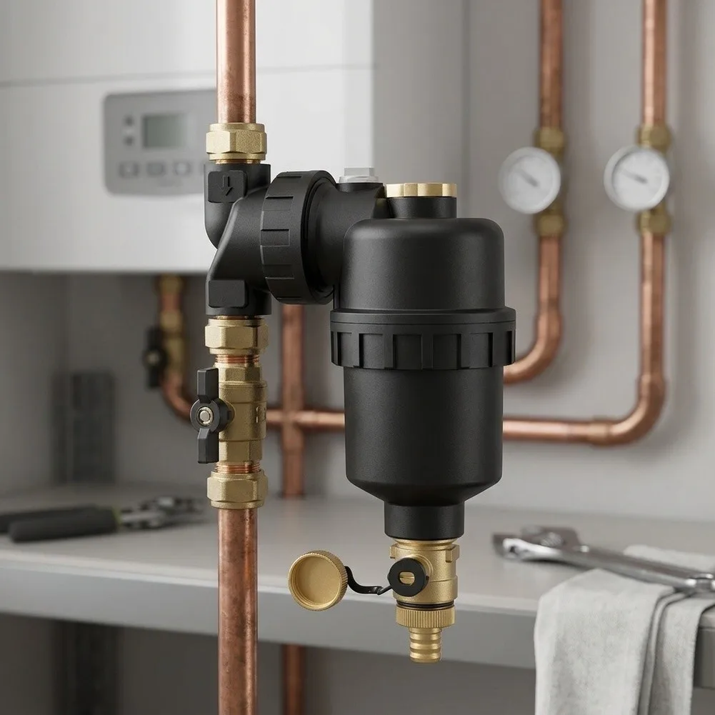 Magnetic Filter For Wall-Hung Boiler & Underfloor Heating System DN20 DN25 High Efficiency Debris Remover With Copper Core