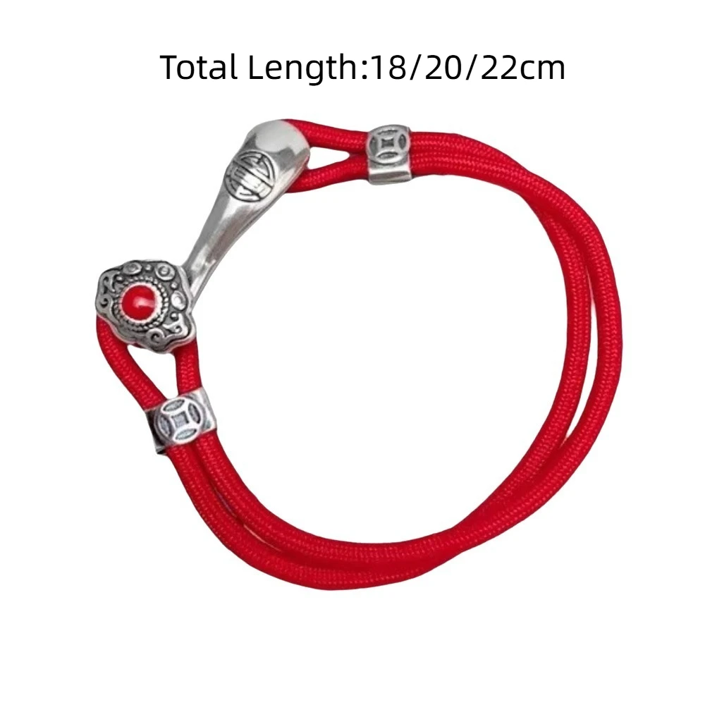 Новый ретро браслет с красной веревкой удачи, сотканный вручную 18/20/22 см, браслет с подвеской на удачу, праздничные подарки, браслет Ruyi для мужчин и женщин