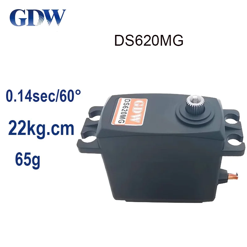 GDW Servo Digital Padrão para Carro RC, Asa fixa, barco, braço robótico robótico, engrenagens de metal de alta tensão, DS620MG, 22kg, 1:8, 1:10