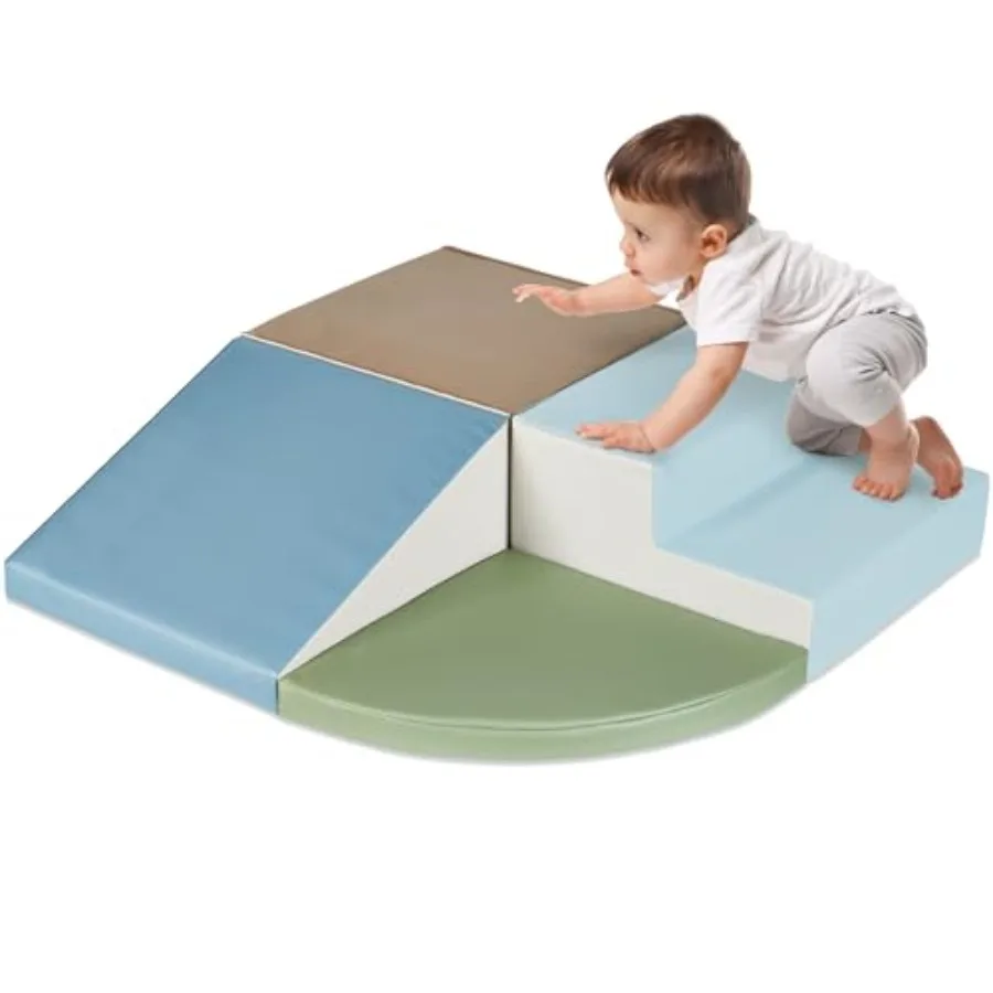 

Toddler climbing blocks for indoor play, soft foam vinyl material, earth tone colors, easy-clean surface and safety-certified f