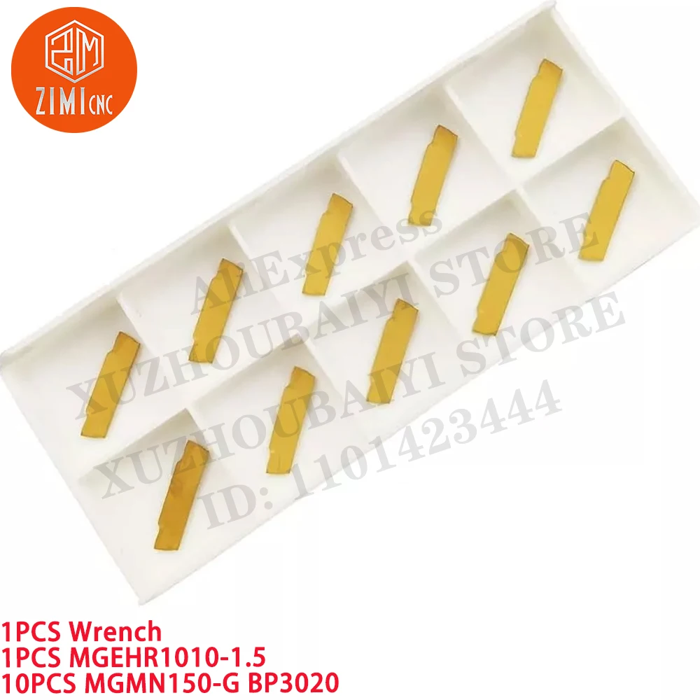 1PCS MGEHR1010-1.5 10mm 그루빙 도구 홀더 +10PCS MGMN150-G BP3020 그루빙 카바이드 인서트 CNC 금속 기계 절삭 도구