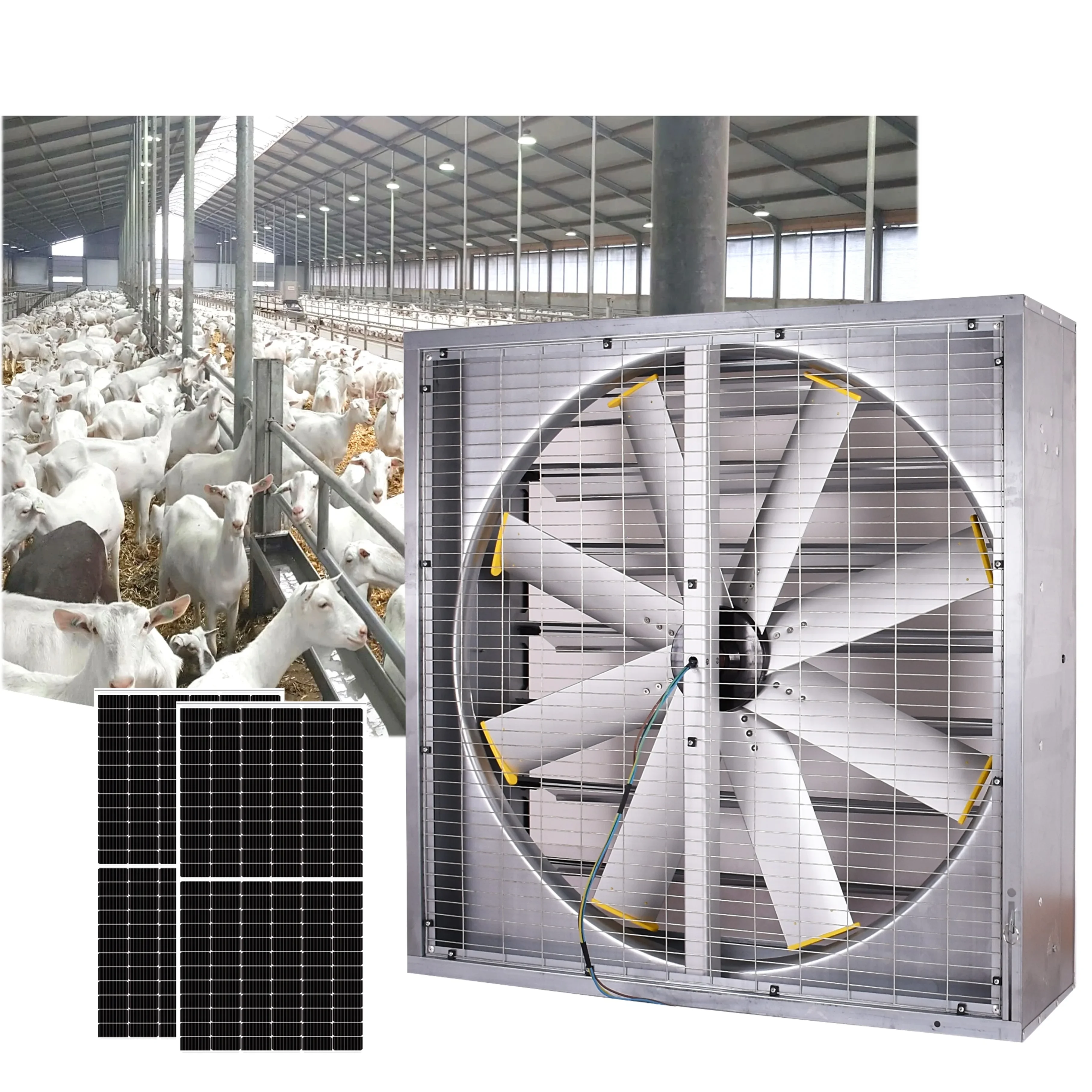 Solar Industrial Poultry Farm Ventilation & Greenhouse Air Cooling HVAC System Exhaust Vent Wall Mounted 440W Power DC Motor Fan