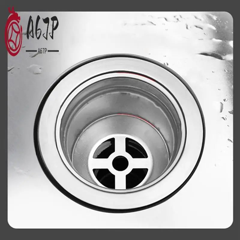 

A67P-Kitchen Filter Sink 3-In-1 -Up Plated Sink Strainer Drain Basket Stopping Blockage Bouncing Core Leak-Proof Plug