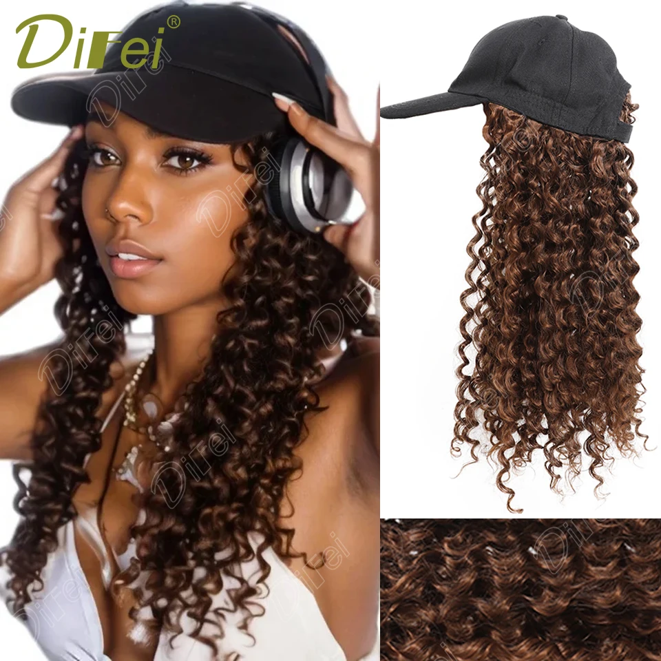 

Парик-шляпа Маленький вьющийся парик из синтетических волос Черный регулируемый парик в форме бейсболки Цельный парик-шляпа Подходит для женщин на каждый день для ношения