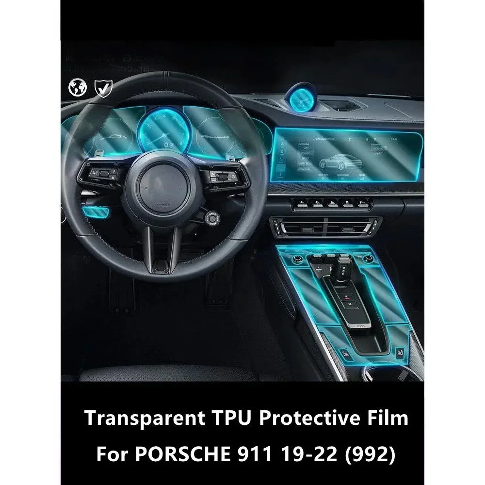 

For PORSCHE 911 19-22 992 Car Interior Center Console Transparent TPU Protective Film Anti-scratch Repair FilmAccessories Refit