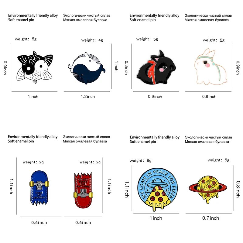 2pcs/set Pins Tortoise Flower Heart Ticket Demon Whale Enamel Metal Pins Brooches Badges Lapel Clothes Pins Women Jewelry Gifts