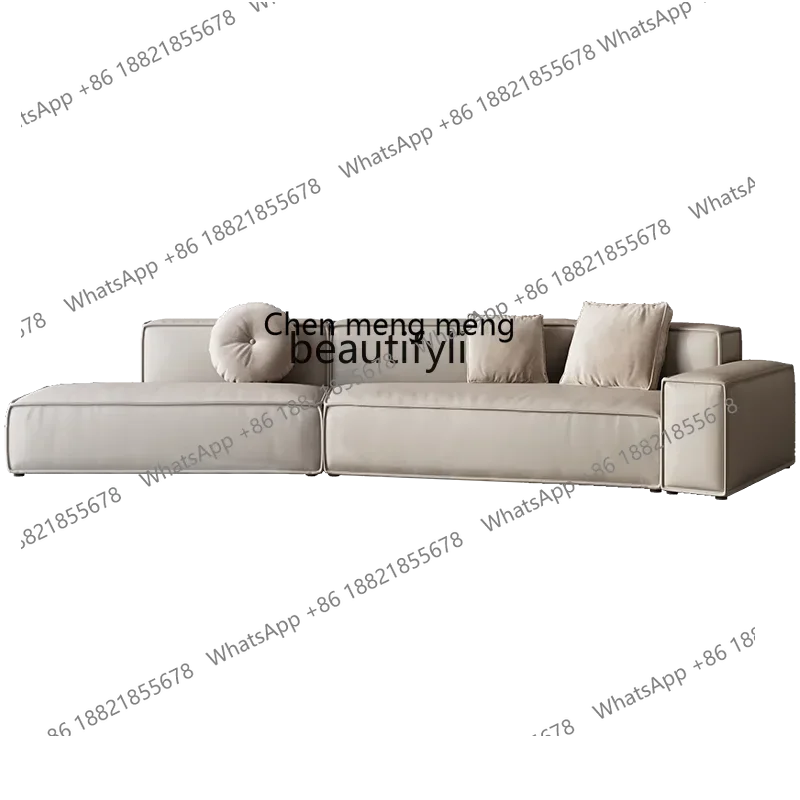 Italian minimalist leather sofa living room designer special-shaped corners straight row diagonal tofu blocks2936