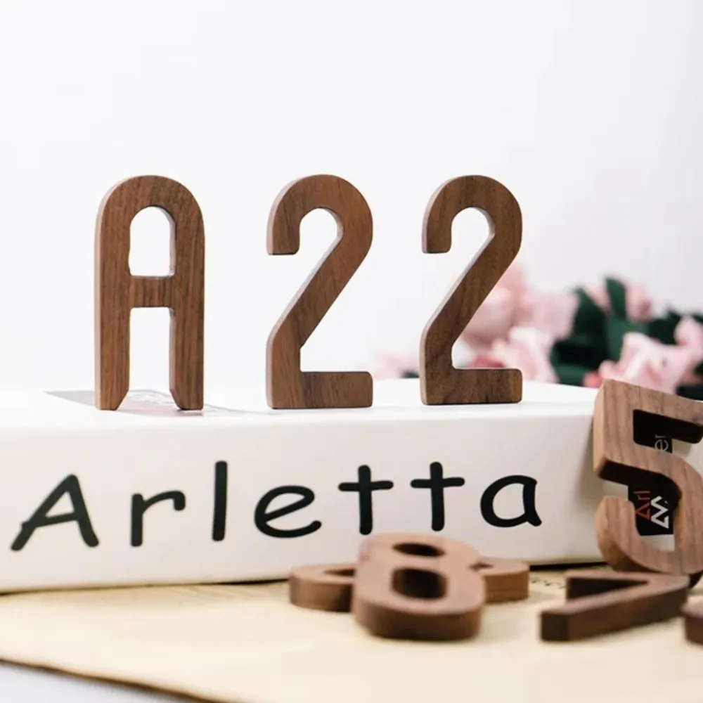 Nordic Walnut Wooden House Number 3D With Adhesive Back Door Mailbox Label 0‑9 Outdoor Door Number Home Wall Decoration
