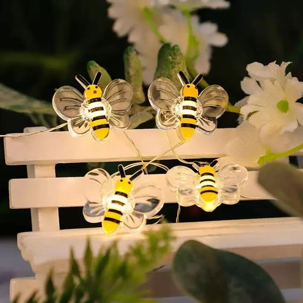 2M 3M Battery Operated Bee String Lights for Bedroom Plants Patios Party Wedding Xmas Decorative Lighting Festival-themed lights