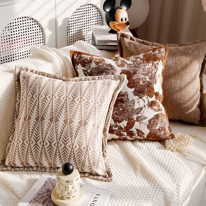 30X50/45X45CM French Brown Throw Pillow Cover Simple Antique Cream Waist Cushion Cover Decor Home Decorative Pillowcase