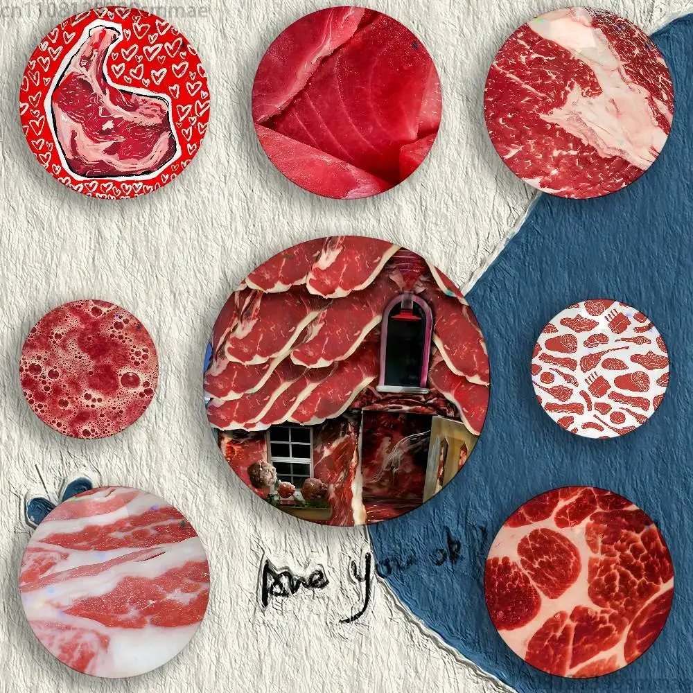 Funny Meat Design 58mm Badge Brooches on Backpack Clothes Handmade Round Enamel Pins for Jewelry