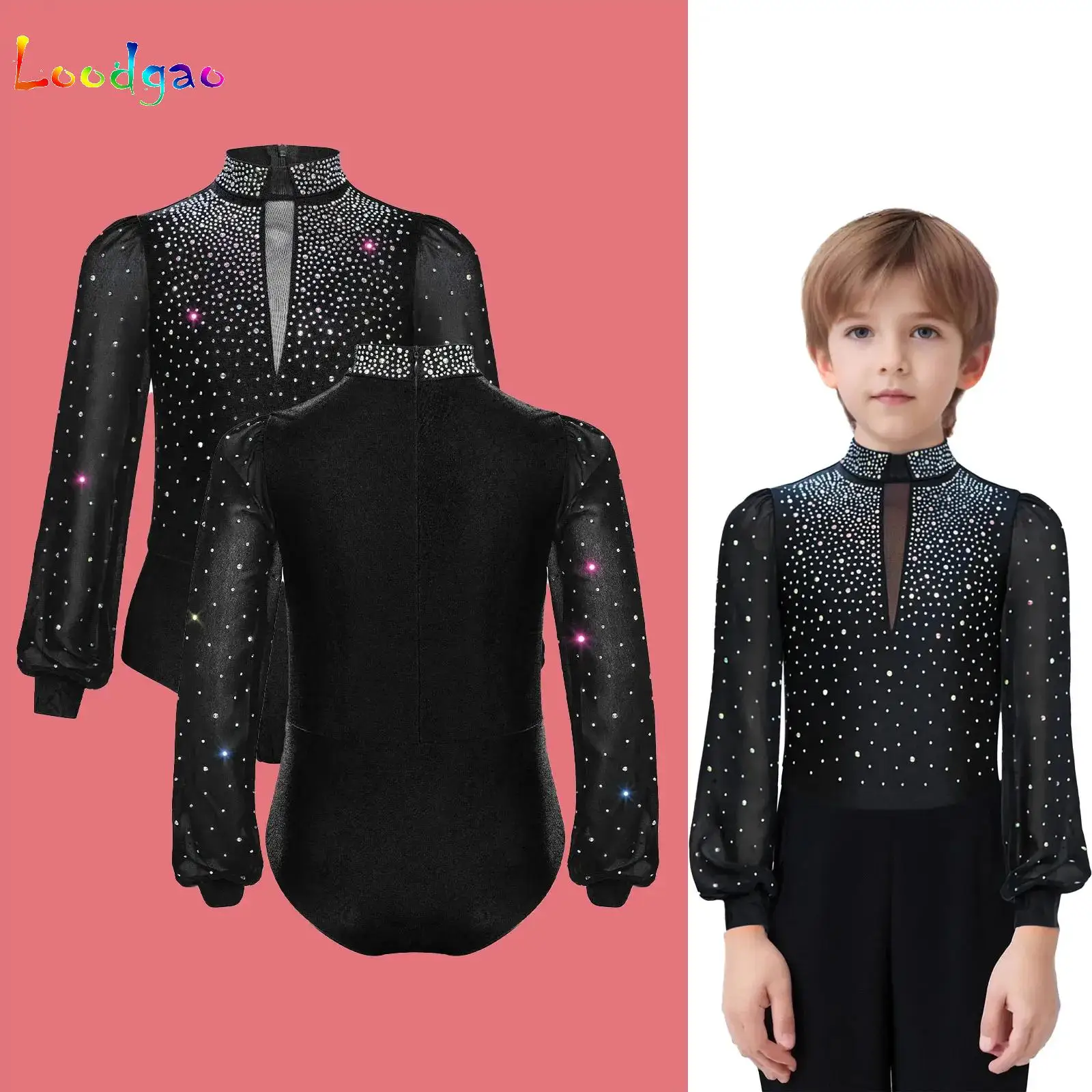 Kids Boys Latin Dance Leotard Professional Modern Ballroom Salsa Tango Rumba Samba Performance Bodysuit Jumpsuit Dancewear