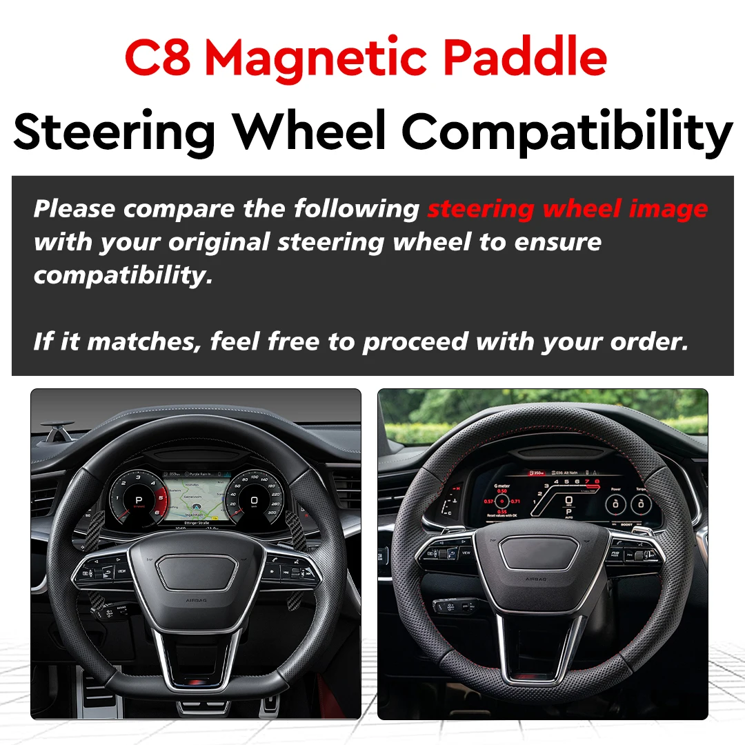 Magnetic Carbon Fiber Paddle Shifter For Audi A1 A3 A5 A8 Q3 Q4 Q5 Q7 Q8 S1 S3 S5 SQ5 SQ8 RS3 RS5 RSQ5 Paddle Shifter Extensions