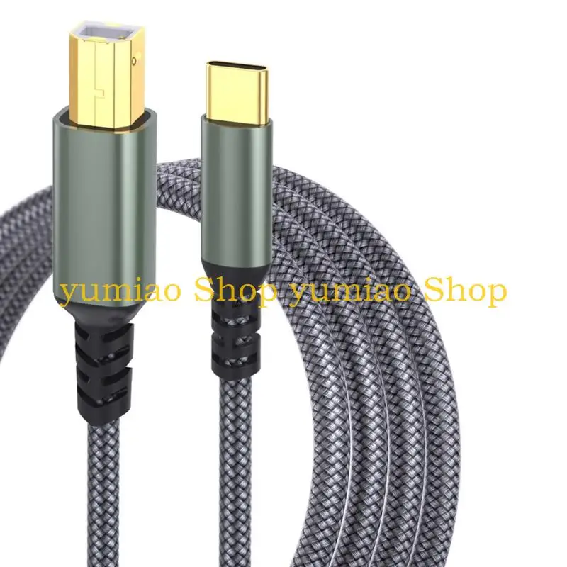 587B USB C To USB B Cable Fabric 480Mbps Data Transfer For Printer reader And Office Devices